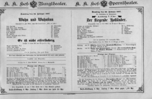 Theaterzettel (Oper und Burgtheater in Wien) 18870226 Seite: 1