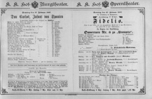 Theaterzettel (Oper und Burgtheater in Wien) 18870227 Seite: 1