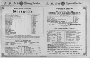 Theaterzettel (Oper und Burgtheater in Wien) 18870228 Seite: 1