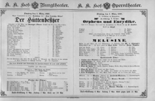 Theaterzettel (Oper und Burgtheater in Wien) 18870301 Seite: 1