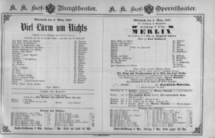 Theaterzettel (Oper und Burgtheater in Wien) 18870302 Seite: 1