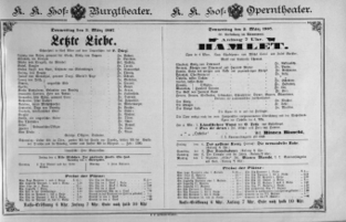 Theaterzettel (Oper und Burgtheater in Wien) 18870303 Seite: 1