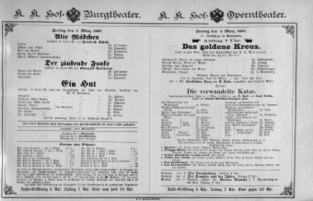 Theaterzettel (Oper und Burgtheater in Wien) 18870304 Seite: 1