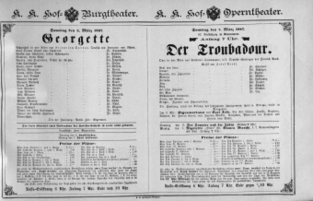 Theaterzettel (Oper und Burgtheater in Wien) 18870305 Seite: 1