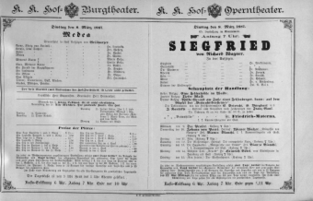 Theaterzettel (Oper und Burgtheater in Wien) 18870308 Seite: 1