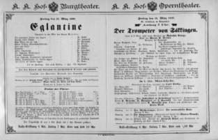 Theaterzettel (Oper und Burgtheater in Wien) 18870311 Seite: 1
