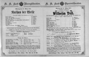 Theaterzettel (Oper und Burgtheater in Wien) 18870314 Seite: 1