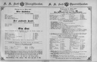 Theaterzettel (Oper und Burgtheater in Wien) 18870315 Seite: 1