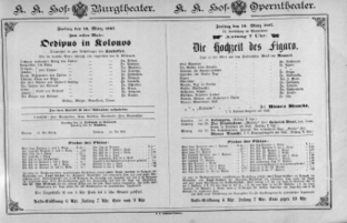 Theaterzettel (Oper und Burgtheater in Wien) 18870318 Seite: 1
