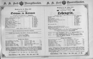 Theaterzettel (Oper und Burgtheater in Wien) 18870319 Seite: 1