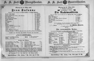 Theaterzettel (Oper und Burgtheater in Wien) 18870321 Seite: 1