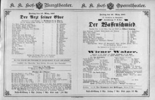 Theaterzettel (Oper und Burgtheater in Wien) 18870325 Seite: 1