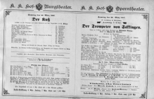 Theaterzettel (Oper und Burgtheater in Wien) 18870326 Seite: 1