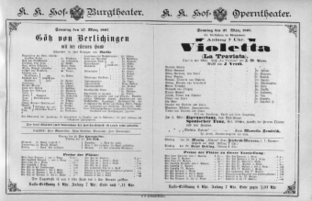 Theaterzettel (Oper und Burgtheater in Wien) 18870327 Seite: 1