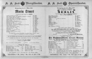 Theaterzettel (Oper und Burgtheater in Wien) 18870331 Seite: 1