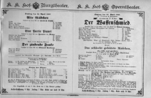 Theaterzettel (Oper und Burgtheater in Wien) 18870412 Seite: 1