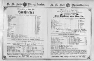 Theaterzettel (Oper und Burgtheater in Wien) 18870413 Seite: 1