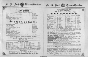 Theaterzettel (Oper und Burgtheater in Wien) 18870415 Seite: 1