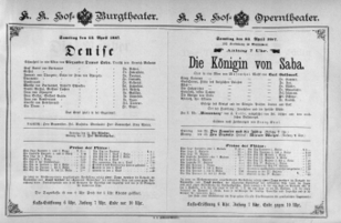Theaterzettel (Oper und Burgtheater in Wien) 18870423 Seite: 1