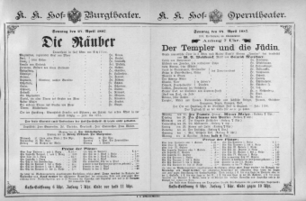 Theaterzettel (Oper und Burgtheater in Wien) 18870424 Seite: 1