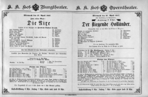Theaterzettel (Oper und Burgtheater in Wien) 18870427 Seite: 1