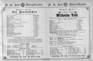 Theaterzettel (Oper und Burgtheater in Wien) 18870501 Seite: 1