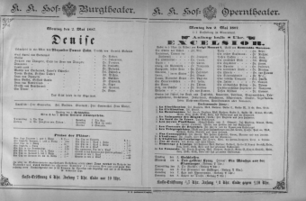 Theaterzettel (Oper und Burgtheater in Wien) 18870502 Seite: 1