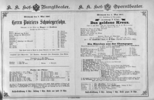 Theaterzettel (Oper und Burgtheater in Wien) 18870504 Seite: 1