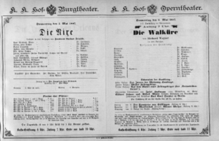 Theaterzettel (Oper und Burgtheater in Wien) 18870505 Seite: 1