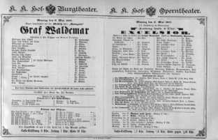 Theaterzettel (Oper und Burgtheater in Wien) 18870509 Seite: 1