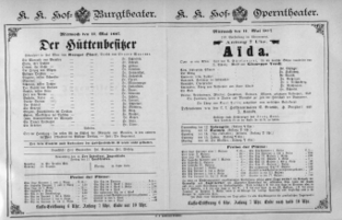 Theaterzettel (Oper und Burgtheater in Wien) 18870511 Seite: 1