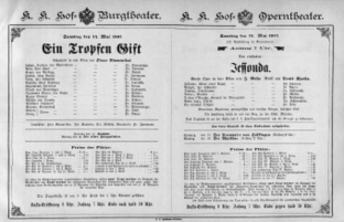 Theaterzettel (Oper und Burgtheater in Wien) 18870514 Seite: 1