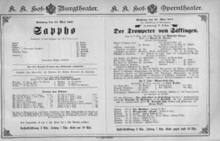Theaterzettel (Oper und Burgtheater in Wien) 18870515 Seite: 1