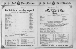 Theaterzettel (Oper und Burgtheater in Wien) 18870517 Seite: 1