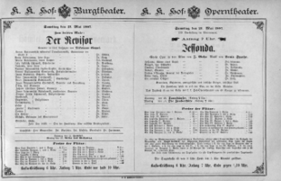 Theaterzettel (Oper und Burgtheater in Wien) 18870521 Seite: 1