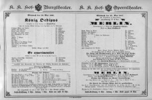 Theaterzettel (Oper und Burgtheater in Wien) 18870525 Seite: 1