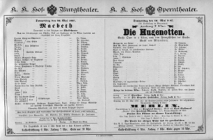 Theaterzettel (Oper und Burgtheater in Wien) 18870526 Seite: 1