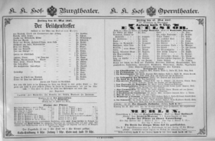 Theaterzettel (Oper und Burgtheater in Wien) 18870527 Seite: 1