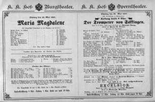 Theaterzettel (Oper und Burgtheater in Wien) 18870531 Seite: 1