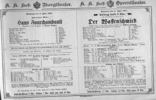 Theaterzettel (Oper und Burgtheater in Wien) 18870605 Seite: 1
