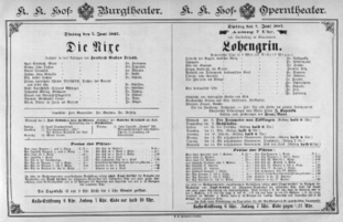 Theaterzettel (Oper und Burgtheater in Wien) 18870607 Seite: 1