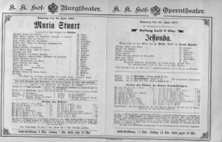 Theaterzettel (Oper und Burgtheater in Wien) 18870612 Seite: 1