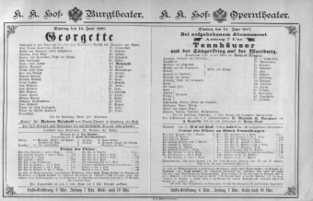 Theaterzettel (Oper und Burgtheater in Wien) 18870614 Seite: 1