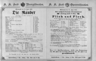 Theaterzettel (Oper und Burgtheater in Wien) 18870615 Seite: 1