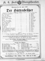 Theaterzettel (Oper und Burgtheater in Wien) 18870626 Seite: 1