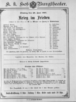Theaterzettel (Oper und Burgtheater in Wien) 18870628 Seite: 1