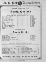 Theaterzettel (Oper und Burgtheater in Wien) 18870629 Seite: 1