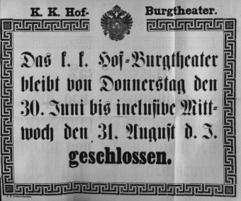 Theaterzettel (Oper und Burgtheater in Wien) 18870630 Seite: 1