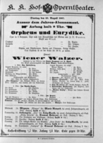 Theaterzettel (Oper und Burgtheater in Wien) 18870823 Seite: 1