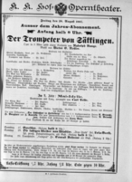 Theaterzettel (Oper und Burgtheater in Wien) 18870826 Seite: 1